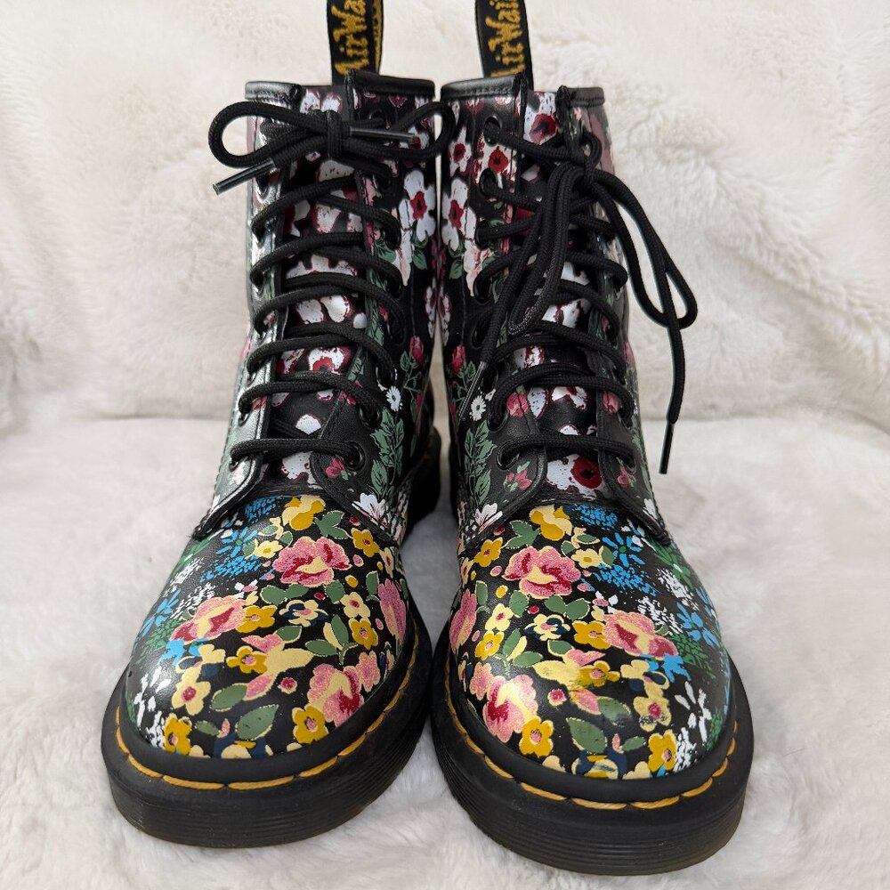 Dr. Martens 1460 Pascal Floral Lace‑Up Boots Women's Black Floral Leather Size:6 - Picture 4 of 14